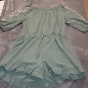 Off the shoulder green romper